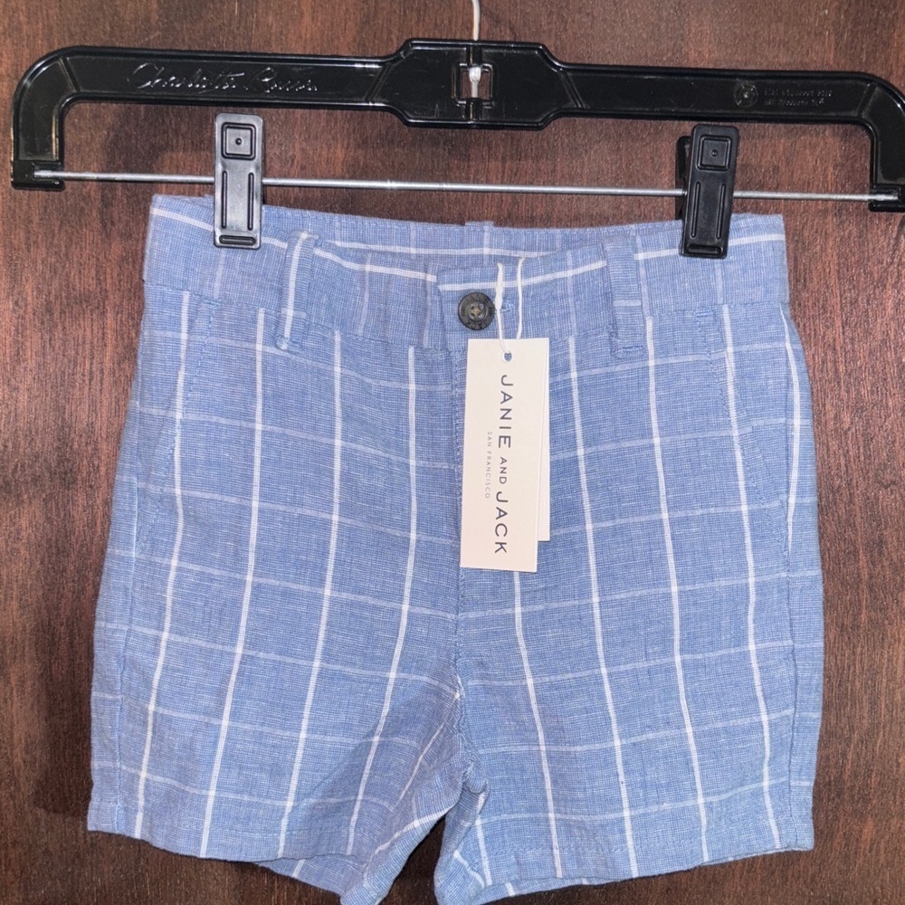 Janie and Jack Light Blue Checkered Shorts
